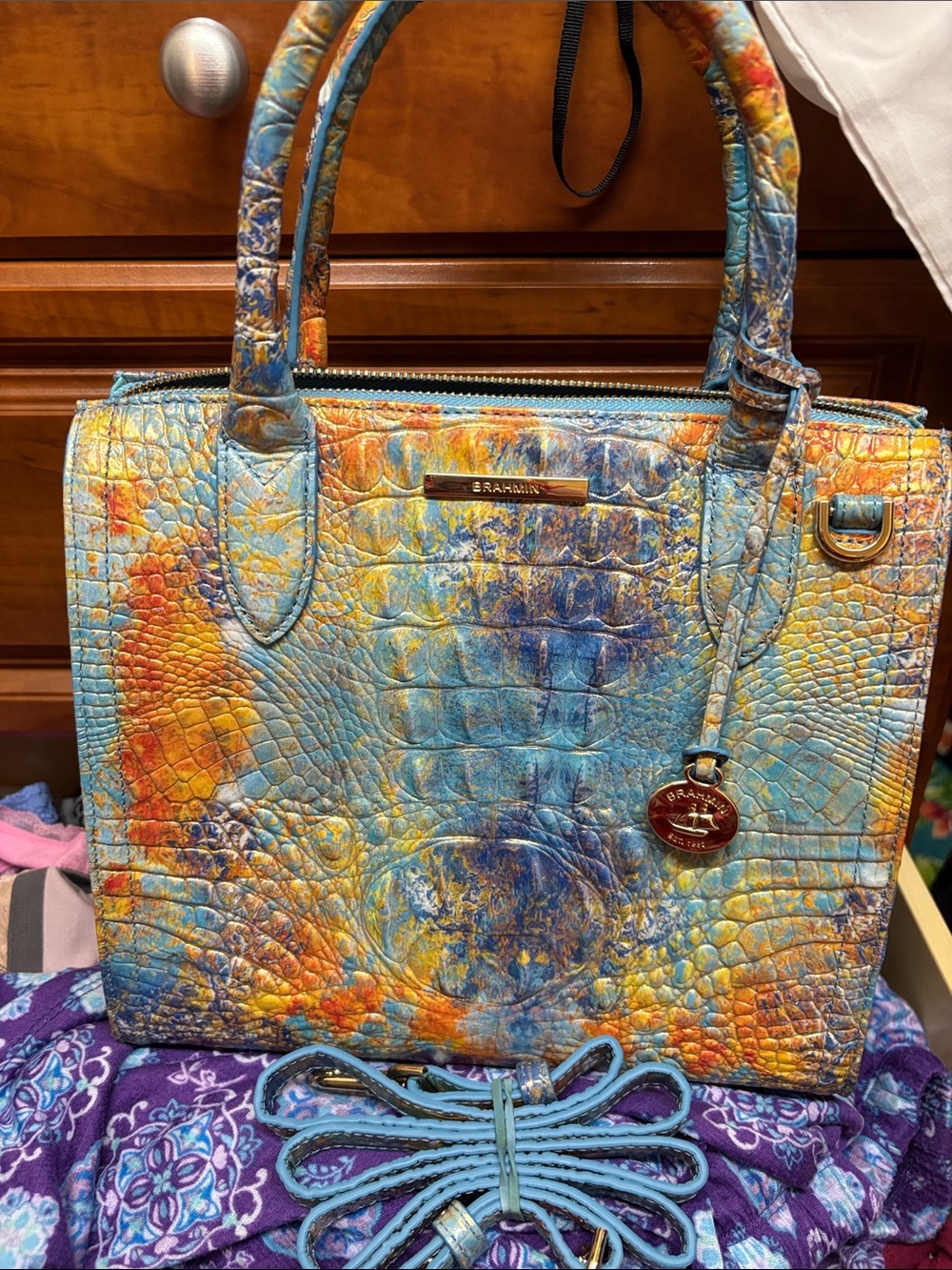 Rare Brahmin Caroline Reef Melbourne Satchel NWOT - Picture 8 of 9